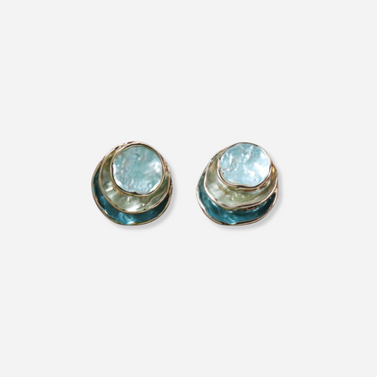 Ocean Hand Painted Multilayered Round Earrings