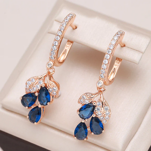 Kathy - 18K rose gold-plated sapphire petal earrings