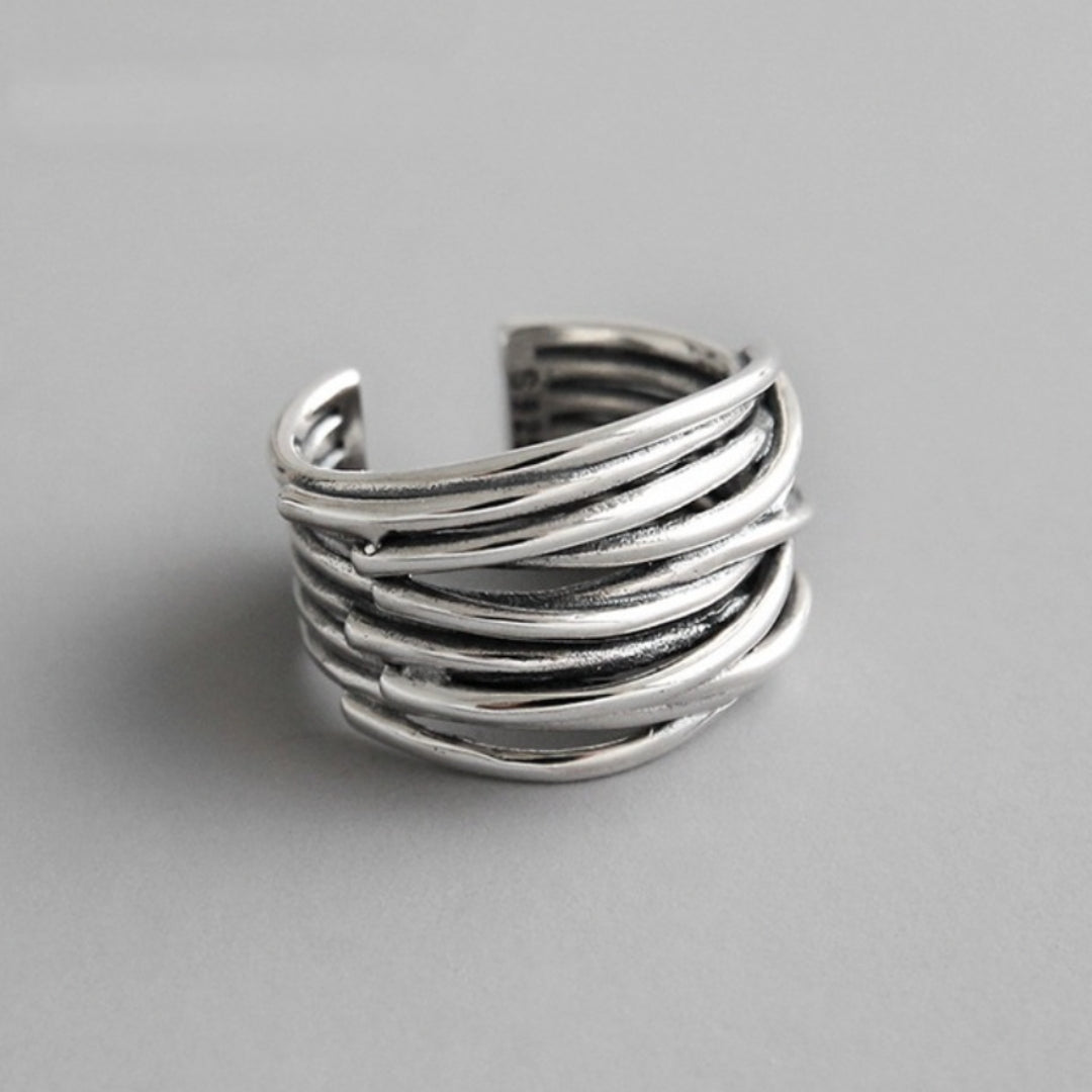 Mae - Adjustable Layered Silver Ring