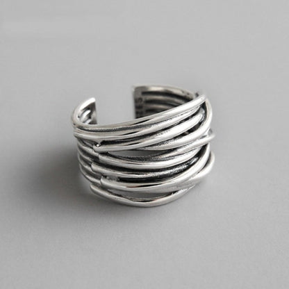 Mae - Adjustable Layered Silver Ring