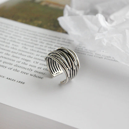 Mae - Adjustable Layered Silver Ring