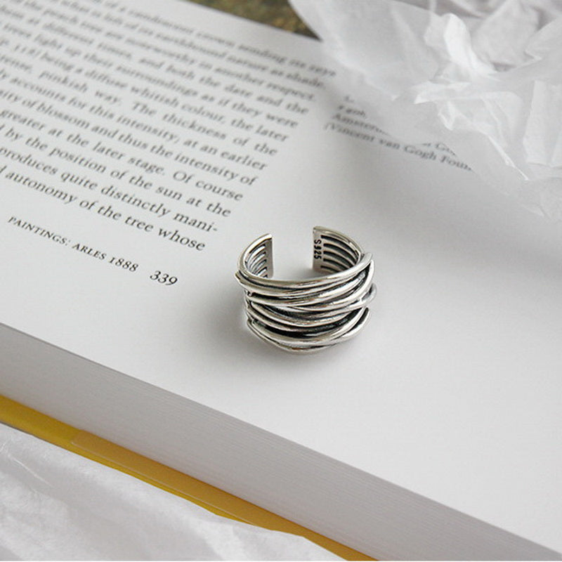 Mae - Adjustable Layered Silver Ring