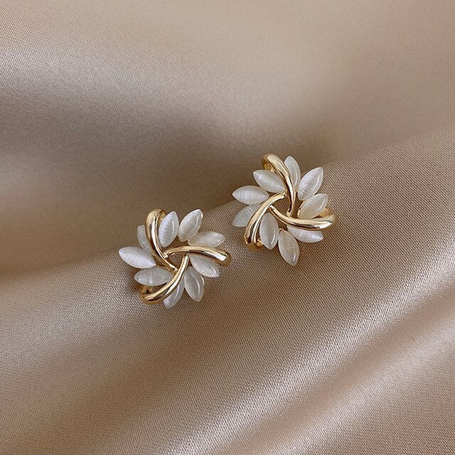 Sonja Luxe Earrings of White Opal