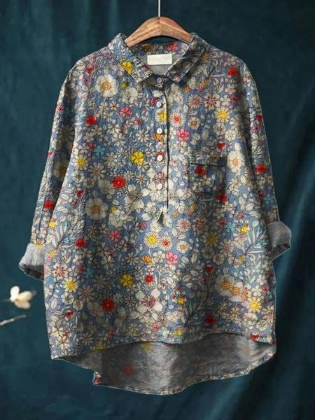 Lila | Modern Floral Printed Shirt