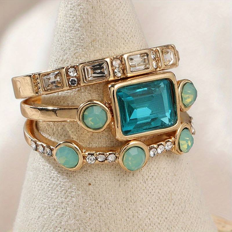 Palma - Set of vintage blue zirconium rings