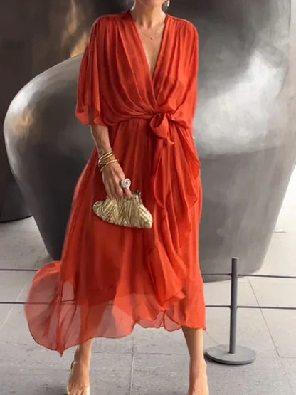 Monica™ | Women’s V-Neck Chiffon Dress